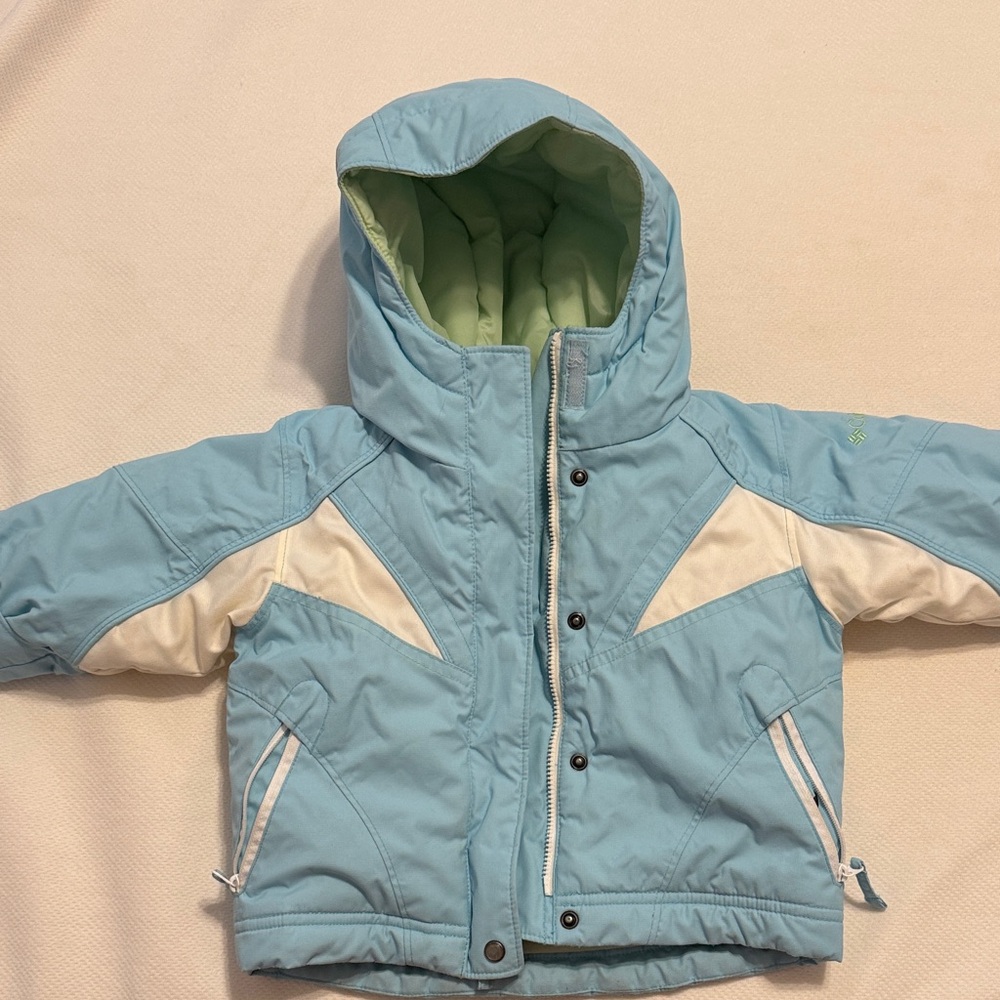 Columbia Kids Puffer Jacket in Sky Blue and White